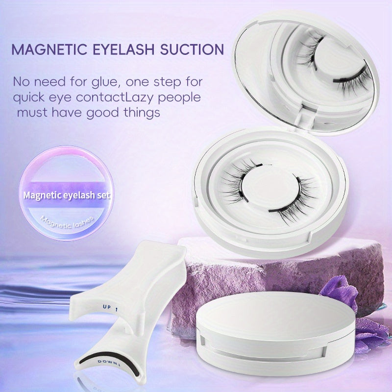 False Eyelashes
"Effortless Elegance" Magnetic Faux Mink Eyelashes Kit - Reusable, Natural Look With Cross & Dramatic Styles, Mixed Lengths - 1 Pair Magnetic Eyelashes Kit