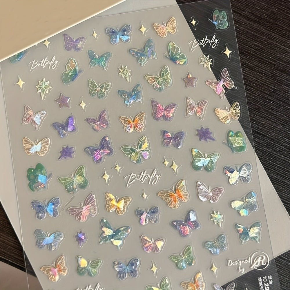 Nails
5D Holographic Butterfly Nail Art Stickers - Self-Adhesive, Sparkling Decals For Easy Glam, Perfect For Fashion-Forward Women & Girls Holographic Stickers For Nails Sheet Holographic Stickers For Nails