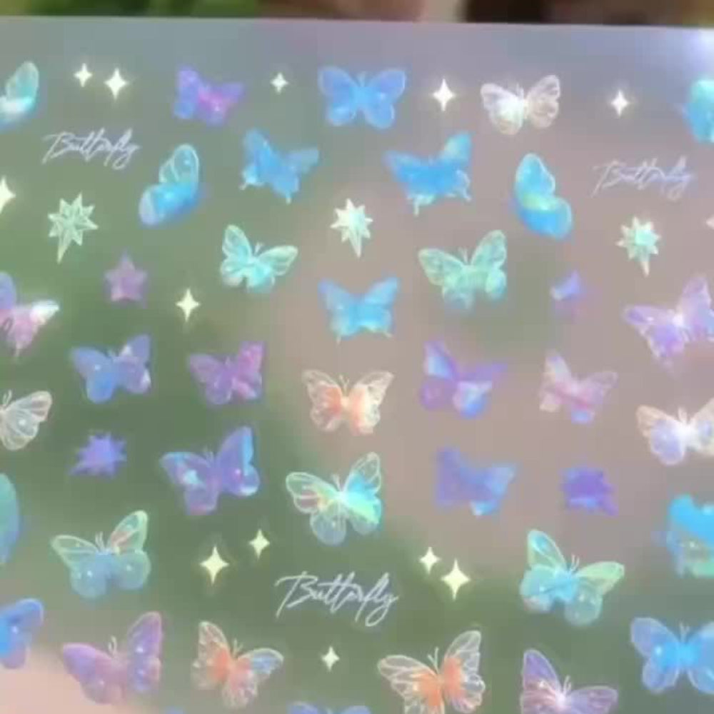 Nails
5D Holographic Butterfly Nail Art Stickers - Self-Adhesive, Sparkling Decals For Easy Glam, Perfect For Fashion-Forward Women & Girls Holographic Stickers For Nails Sheet Holographic Stickers For Nails