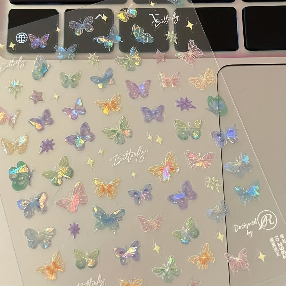 Nails
5D Holographic Butterfly Nail Art Stickers - Self-Adhesive, Sparkling Decals For Easy Glam, Perfect For Fashion-Forward Women & Girls Holographic Stickers For Nails Sheet Holographic Stickers For Nails