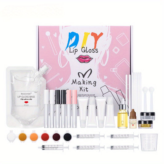 Makeup Diy Lip Gloss Kit - Moisturizing & Shiny Glitter Tints, Multi-Color Handmade Cosmetic Set With Clear Base For All Skin Types Lip Gloss Set Lip Balm Set