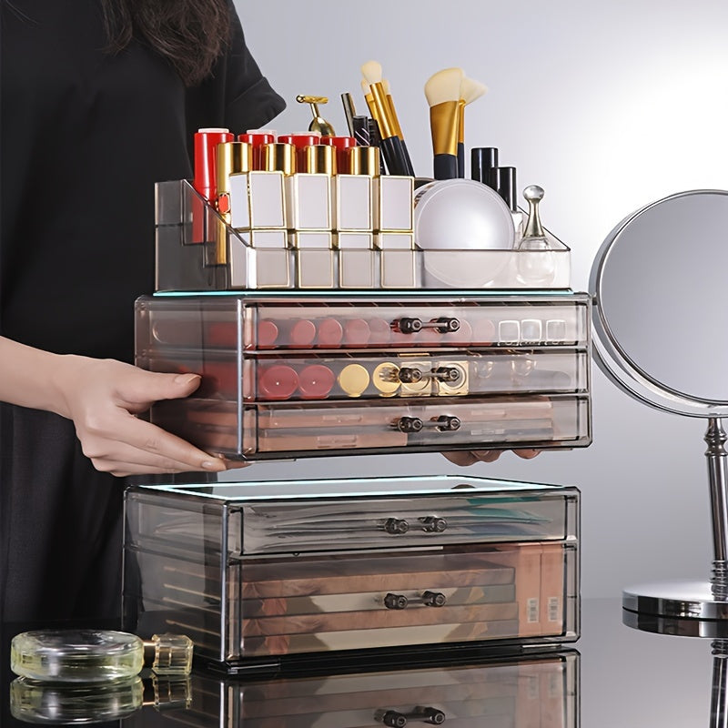 Makeup bags & Storage
Acrylic Cosmetic Organizer Display Case with Drawers - Polished Finish, Lightweight, No Installation Required Storage Box for Lipstick, Skincare - Alcohol-Free Desktop Dresser Organizer