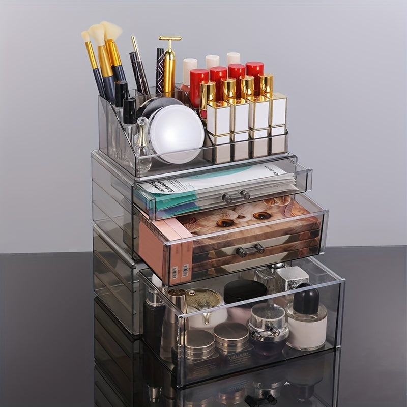 Makeup bags & Storage
Acrylic Cosmetic Organizer Display Case with Drawers - Polished Finish, Lightweight, No Installation Required Storage Box for Lipstick, Skincare - Alcohol-Free Desktop Dresser Organizer