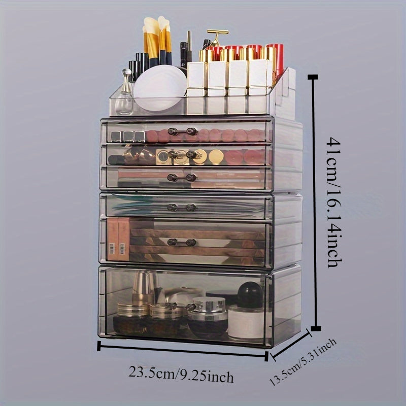 Makeup bags & Storage
Acrylic Cosmetic Organizer Display Case with Drawers - Polished Finish, Lightweight, No Installation Required Storage Box for Lipstick, Skincare - Alcohol-Free Desktop Dresser Organizer