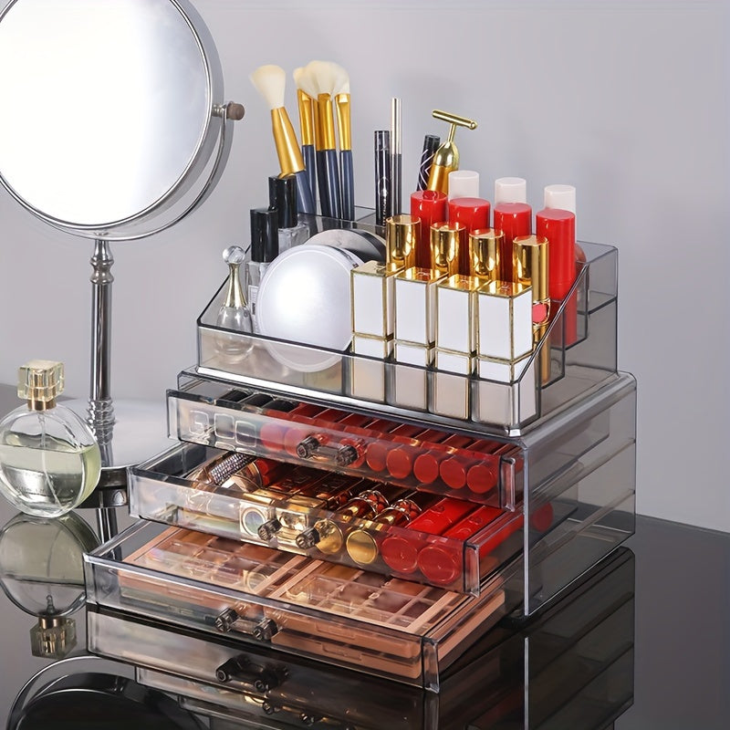 Makeup bags & Storage
Acrylic Cosmetic Organizer Display Case with Drawers - Polished Finish, Lightweight, No Installation Required Storage Box for Lipstick, Skincare - Alcohol-Free Desktop Dresser Organizer