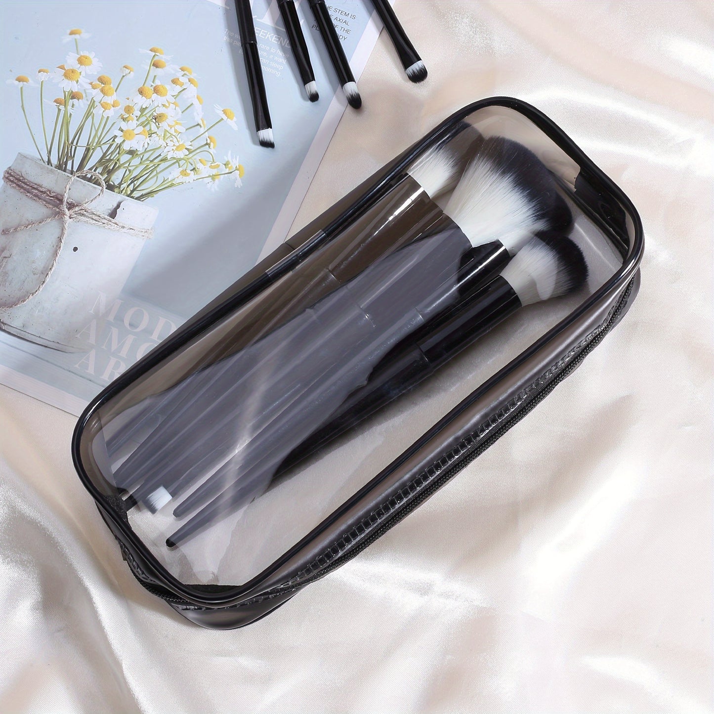 Makeup bags & Storage
Transparent Makeup Brush Storage Bag, Waterproof Silicone, Odorless, Zipper Pencil & Cosmetic Organizer For Travel, Home, Office - Durable Tool And Accessory Case