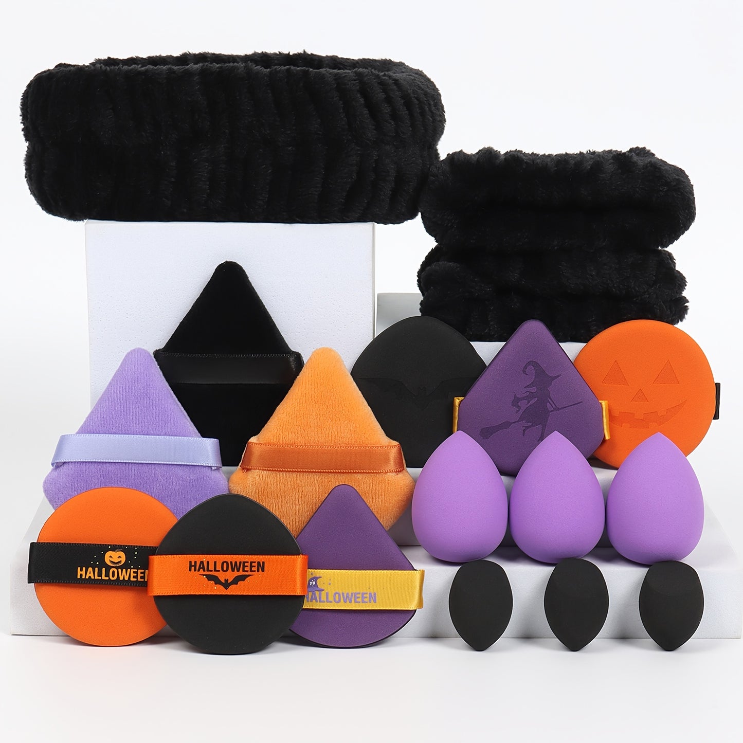 Beauty Tools
18-Piece Makeup Tool Set - Headband & Wrist Bands, Blending Sponges, Mini Sponges, Triangle Powder Puffs, & Air Cushion Puffs, Suitable For All Skin Types