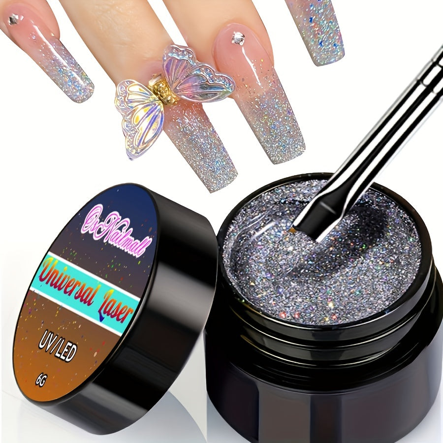 Nails
Holographic Glitter Gel Nail Polish Shiny Sparkle UV LED Soak Off Laser Gel Polish, DIY Nail Art Gel Polish Varnish