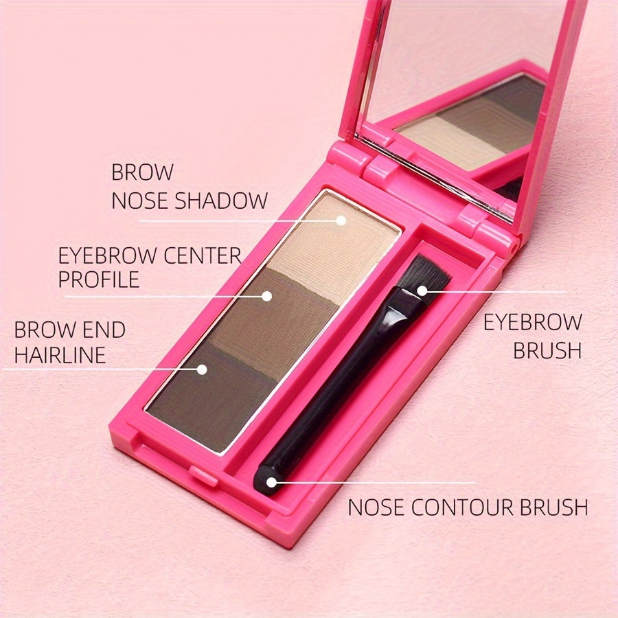 Makeup 3 In 1 Eyebrow Powder Palette With Brush Dark Brown Light Brown Black Brown Dye Eyebrow Cream Enhancing Facial Makeup