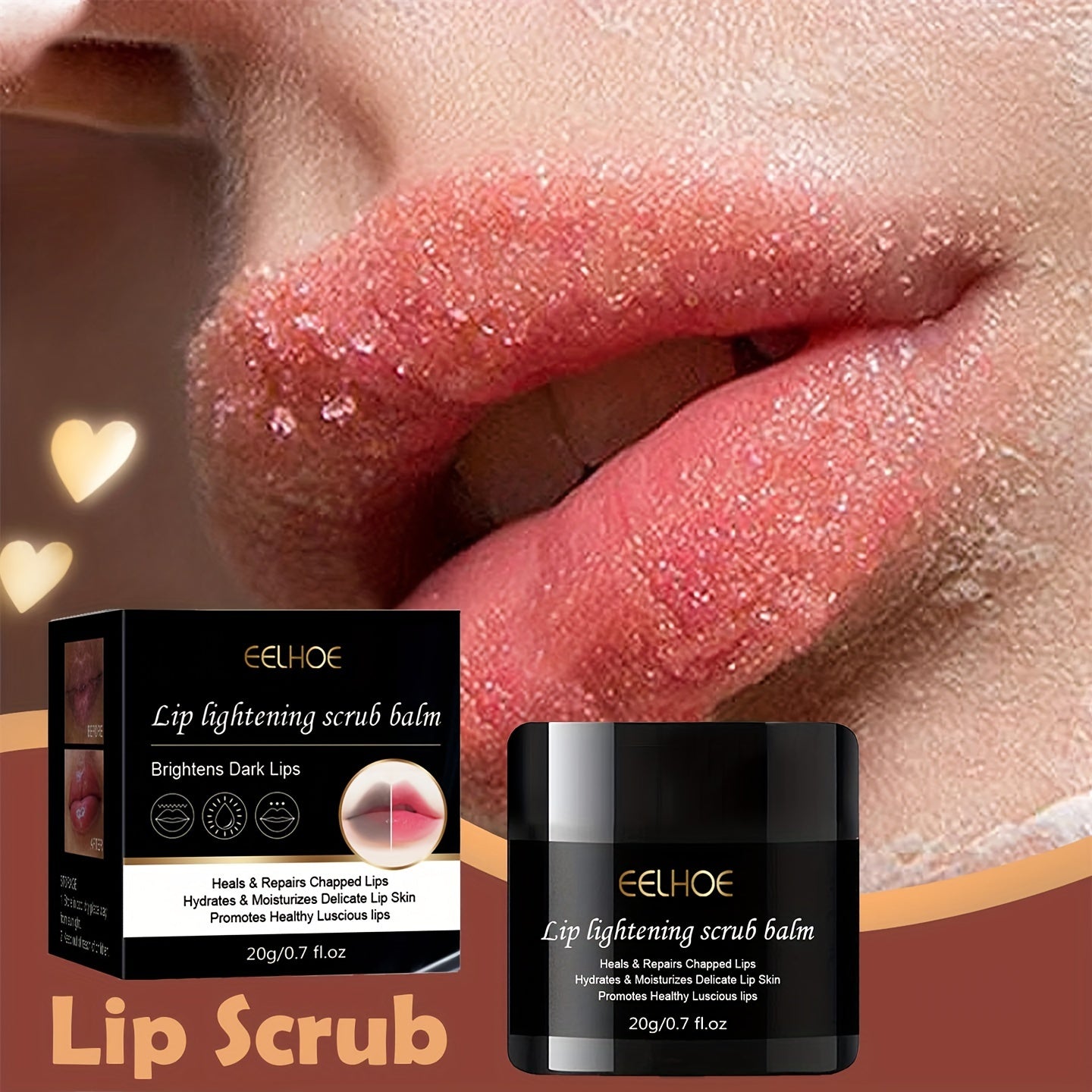 Personal Care
20g Black Lip Scrub - Exfoliating, Fade Lines, Dull Repair, Moisturizing, Anti-Cracking Lip Balm Jelly for Pink Lips Care Dark Lip Corrector