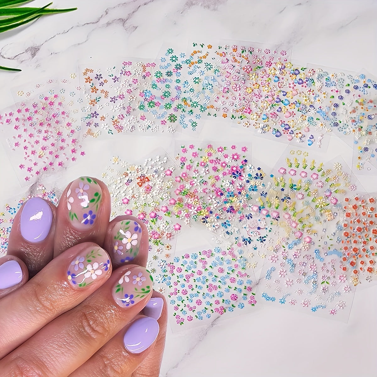 Nails
10/30 Sheets Nail Art 3D Stickers, Colorful Flowers, 3D Self Adhesive, Colorful Daisy Floral Bow Tie Heart Butterfly Design Shiny Decal