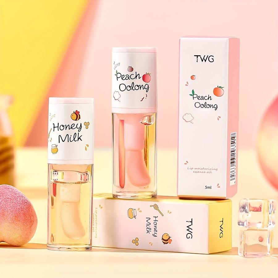 Personal Care
Peach Oolong & Honey Milk Lip Essence Oil Set, 5ml Each, Moisturizing & Hydrating, Improve Dryness, Lip Line Smoothing, Softening Transparent Gloss, Beauty Lip Care With Plant Squalane