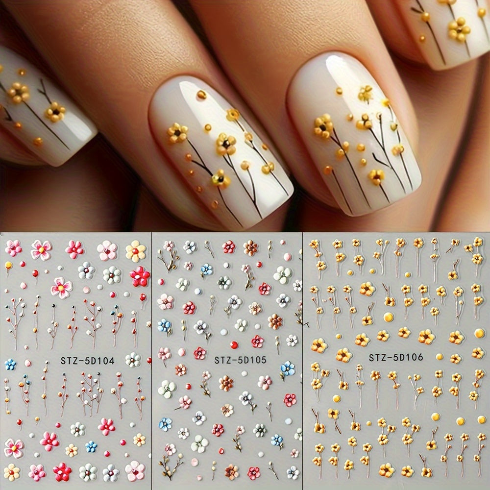 Nails
6pcs 5D Embossed Daisy Design Nail Art Sticker Set, 3D Acrylic Sanding Colorful Floral Decals, Self-Adhesive Nail Art Supplies For Women And Girls, DIY Manicure Supplies