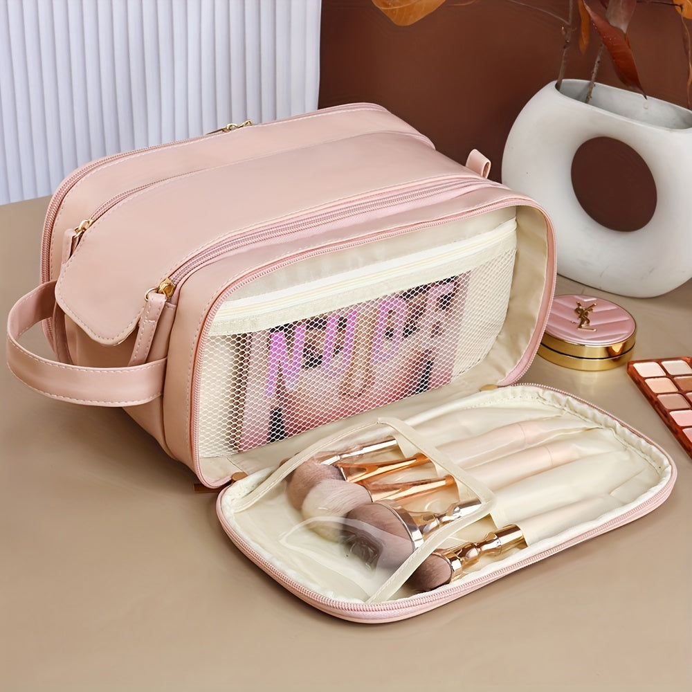 Makeup bags & Storage
Large-Capacity Waterproof Makeup Bag - Durable Pu, Formaldehyde-Free, Perfect For Travel & Accessories