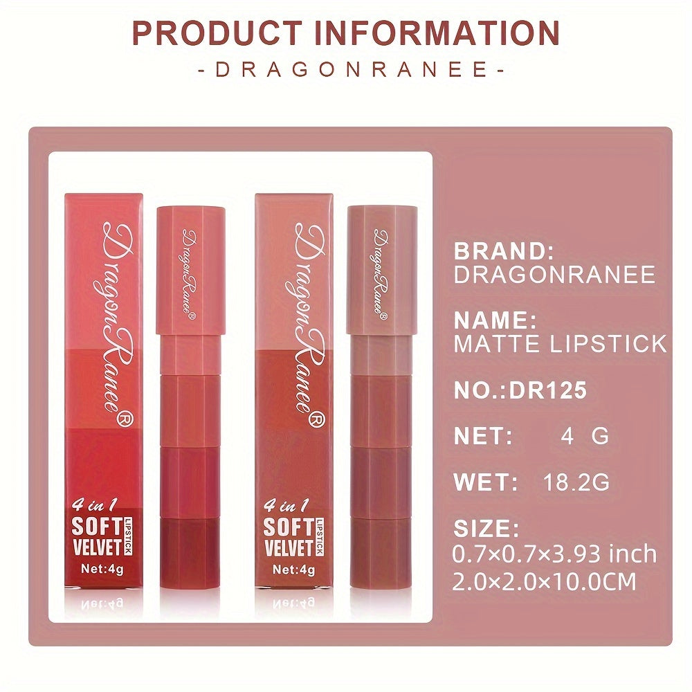 Makeup Mini Lipstick Set, 4-in-1 Velvet Matte Lip Gloss, Long-Lasting Moisturizing, Non-transferable, Easy To Apply, Pocket-Sized Lip Makeup