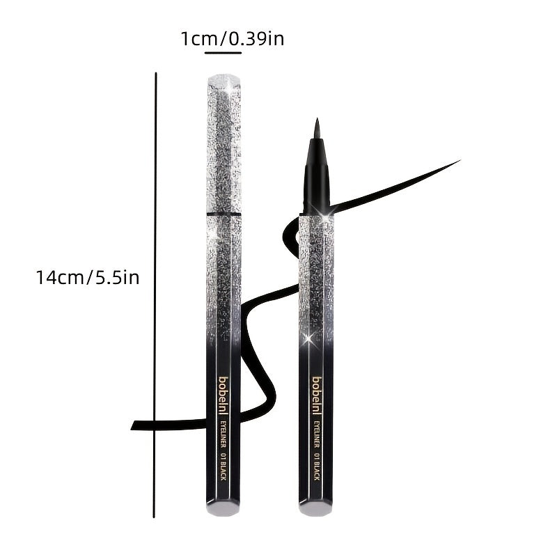 Makeup 1pc Long-Lasting Waterproof Black Starry Sky Eyeliner Pen with Sponge Tip - Smooth and Quick-Drying for Beautiful Eye Makeup