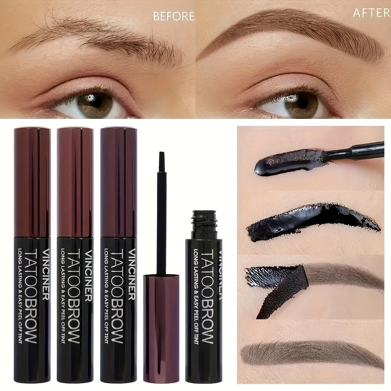 Makeup Waterproof Dye Eyebrow Gel Semi-Permanent Long Lasting Black Brown Eyebrow Tattoo Tint Sweatproof Film Forming Tearing Off Eyebrow Cream