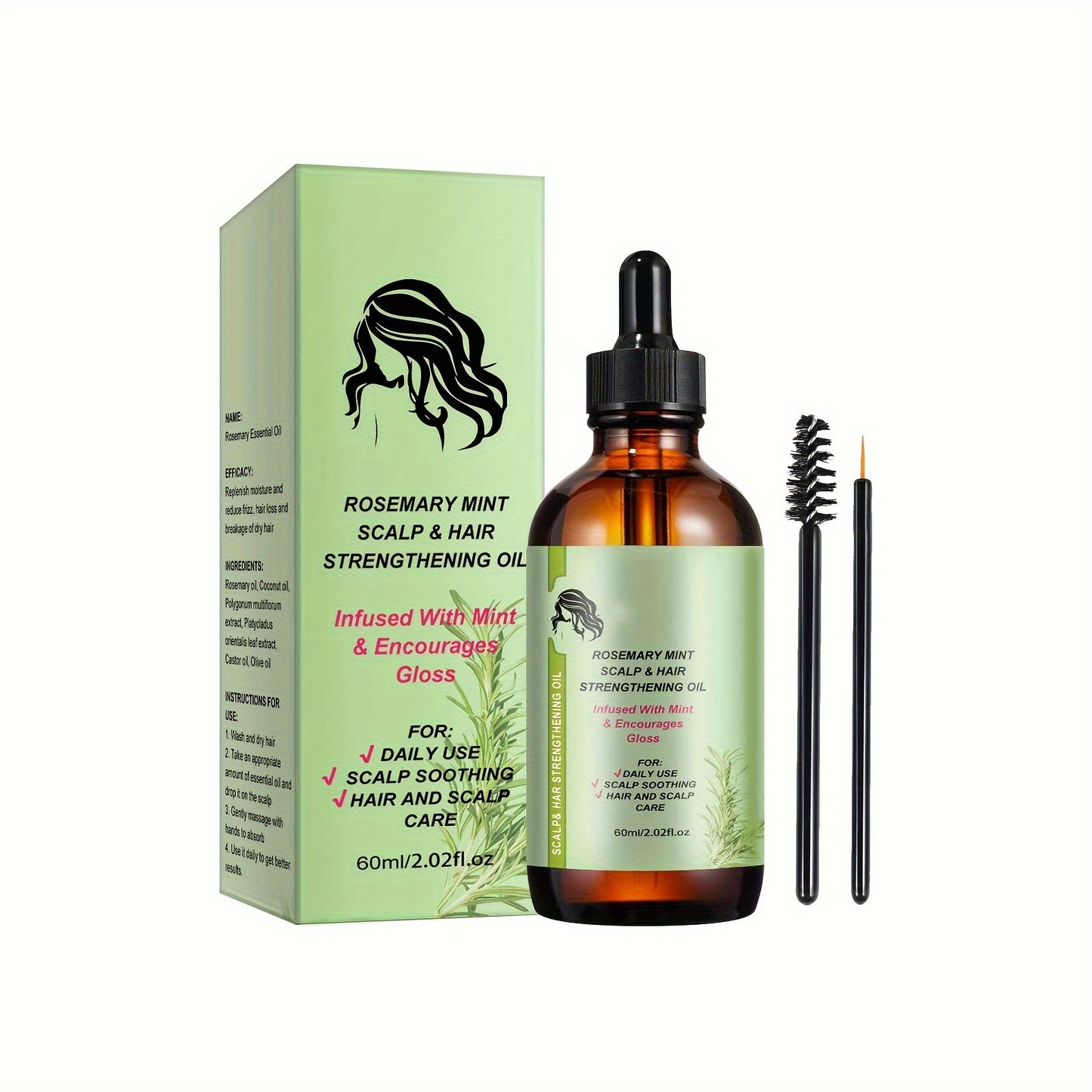 Hair Care
"Strength-Boosting" Rosemary & Mint Scalp And Hair Strengthening Oil - Moisturizing, For All Hair Types, Unisex Oil Scalp Massager