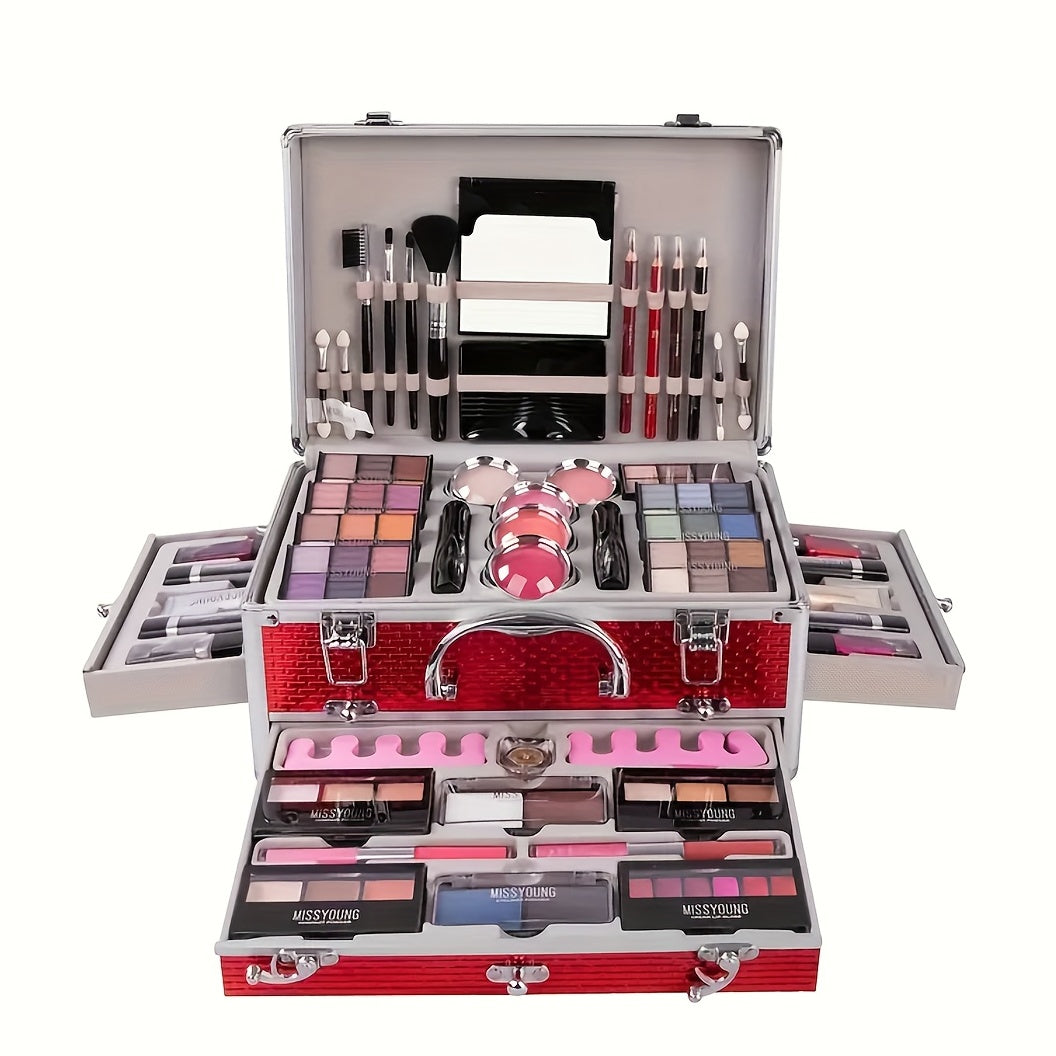 Makeup Multifunctional Makeup Set, Eyeshadow/Lipstick/Mascara/Eyeliner/Blush/Contour With Mirror & Brush All-in-one, Ideal Gift For Women