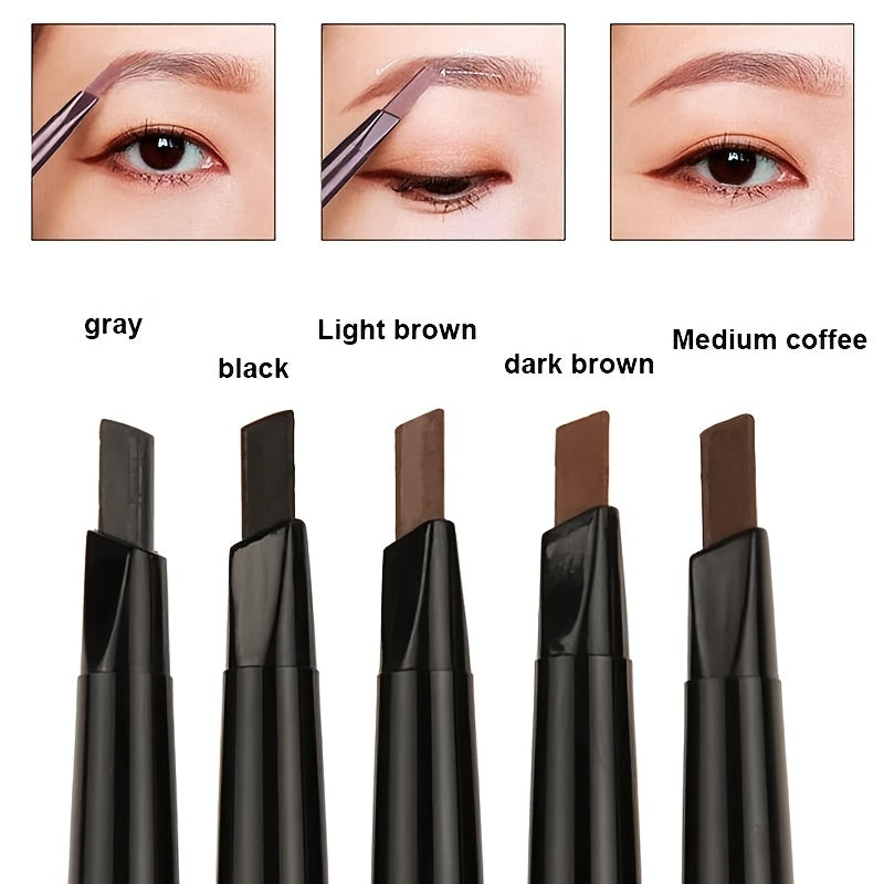 Makeup Waterproof 5 Colors Natural Makeup Double Heads Automatic Eyebrow Pencil Waterproof Long-lasting Easy Ware Eyebrow Pen With Eyebrow Brush