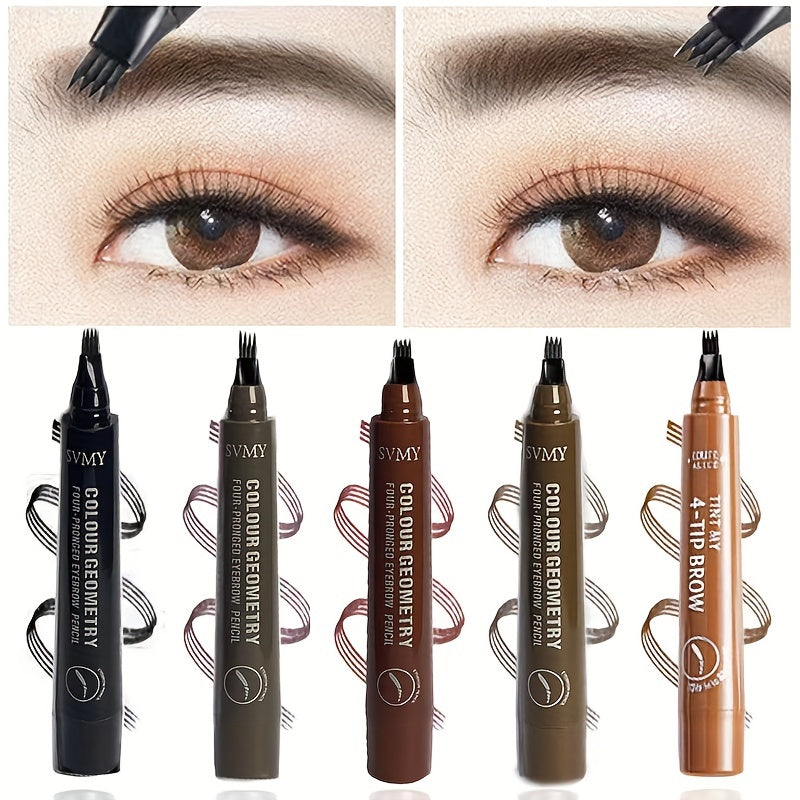 Makeup Long-lasting Smooth 4 Split Head Liquid Eyebrow Pencil, Natural And Wild Eyebrow Pencil, Waterproof And Shaping Eyebrow Makeup Tool