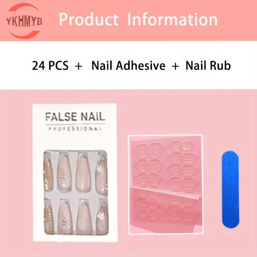 Nails
24pcs Glossy Long Ballerina Fake Nails, Blue Gradient Press On Nails With 3D Flower Butterfly Rhinestone Design, Sparkling Full Cover False Nails For Women Girls for Easter