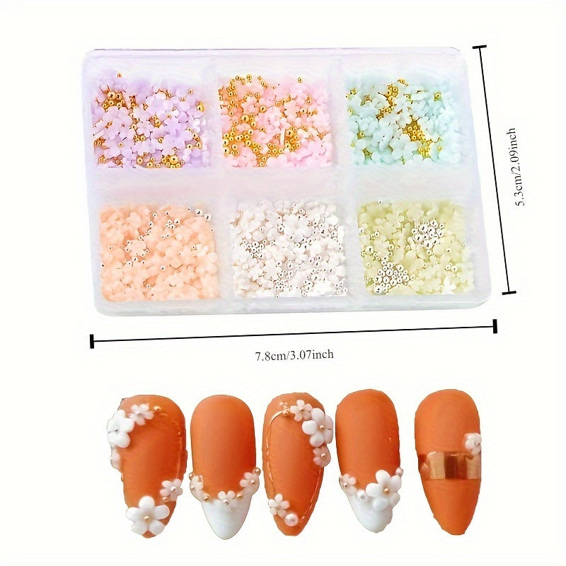 Nails
1pc Cherry Blossom Nail Charms - 3D Floral Manicure Pearls In Pink & White, Spring Blossom Nail Art Kit