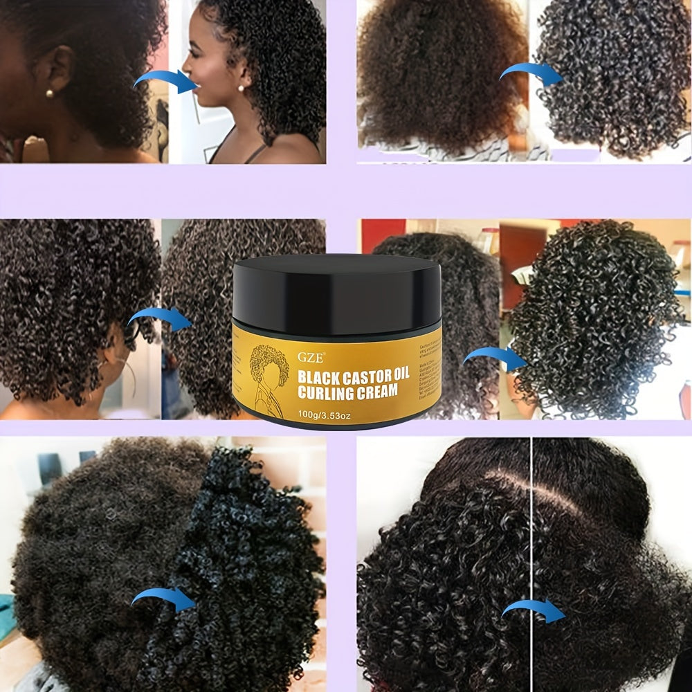 Hair Care
100g Black Castor Oil Curl Defining Cream, Non-stick, Smoothing Anti-Frizz Cream To Define All Curly Types