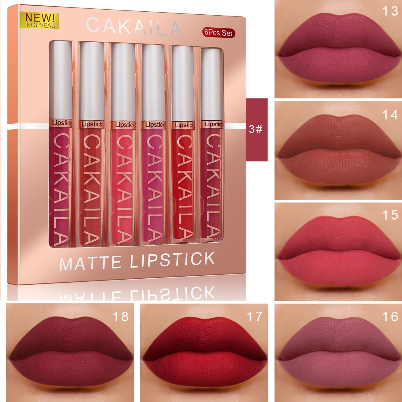 Makeup 6Pcs Matte Liquid Lipstick Set Lip Stain Makeup, 24 Hour Long Lasting Waterproof Dark Red Matte Matt Lipsticks Lip Gloss Sets For Women Valentine's Day Gifts For Music Festival