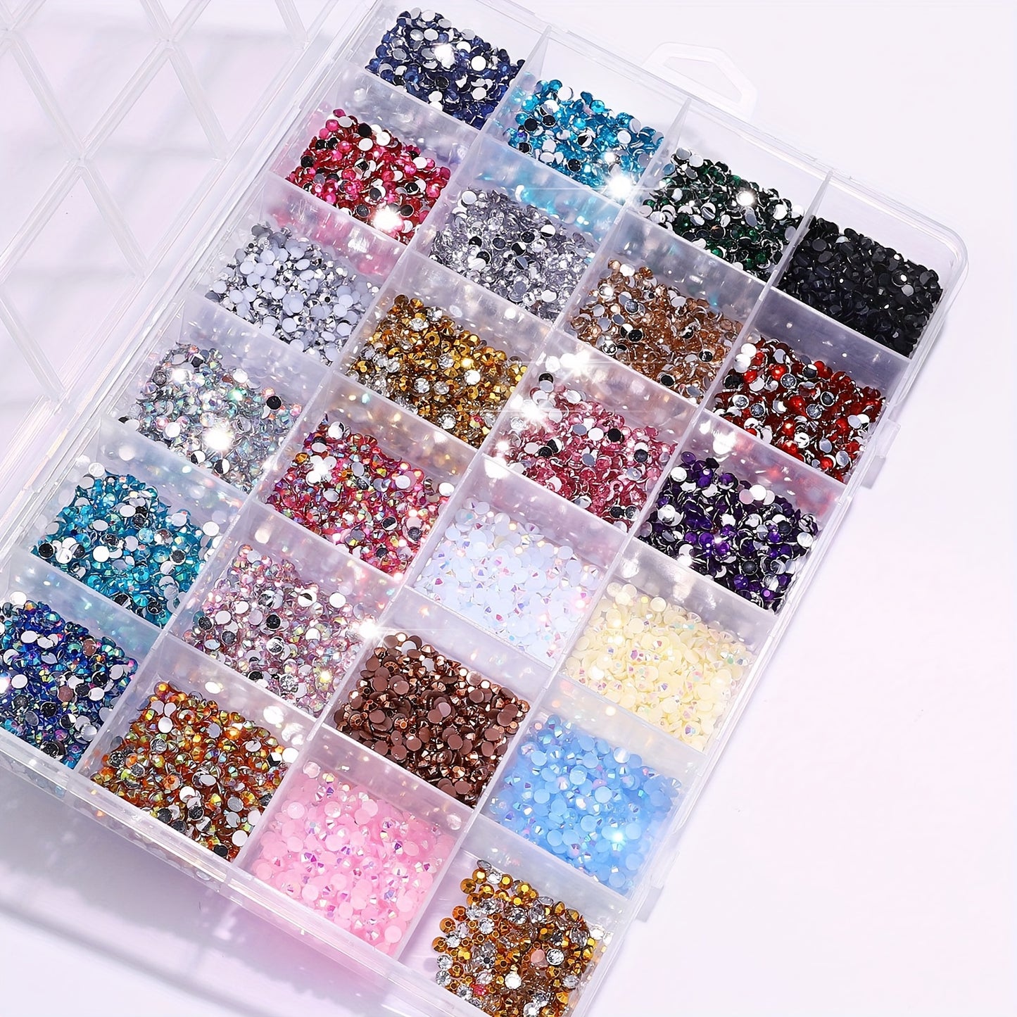 Nails
24 Grids Nail Art Flatback Resin Rhinestones, Fluorescent AB Crystal Gems, DIY Jewelry Accessories For Manicure Decoration For Music Festival