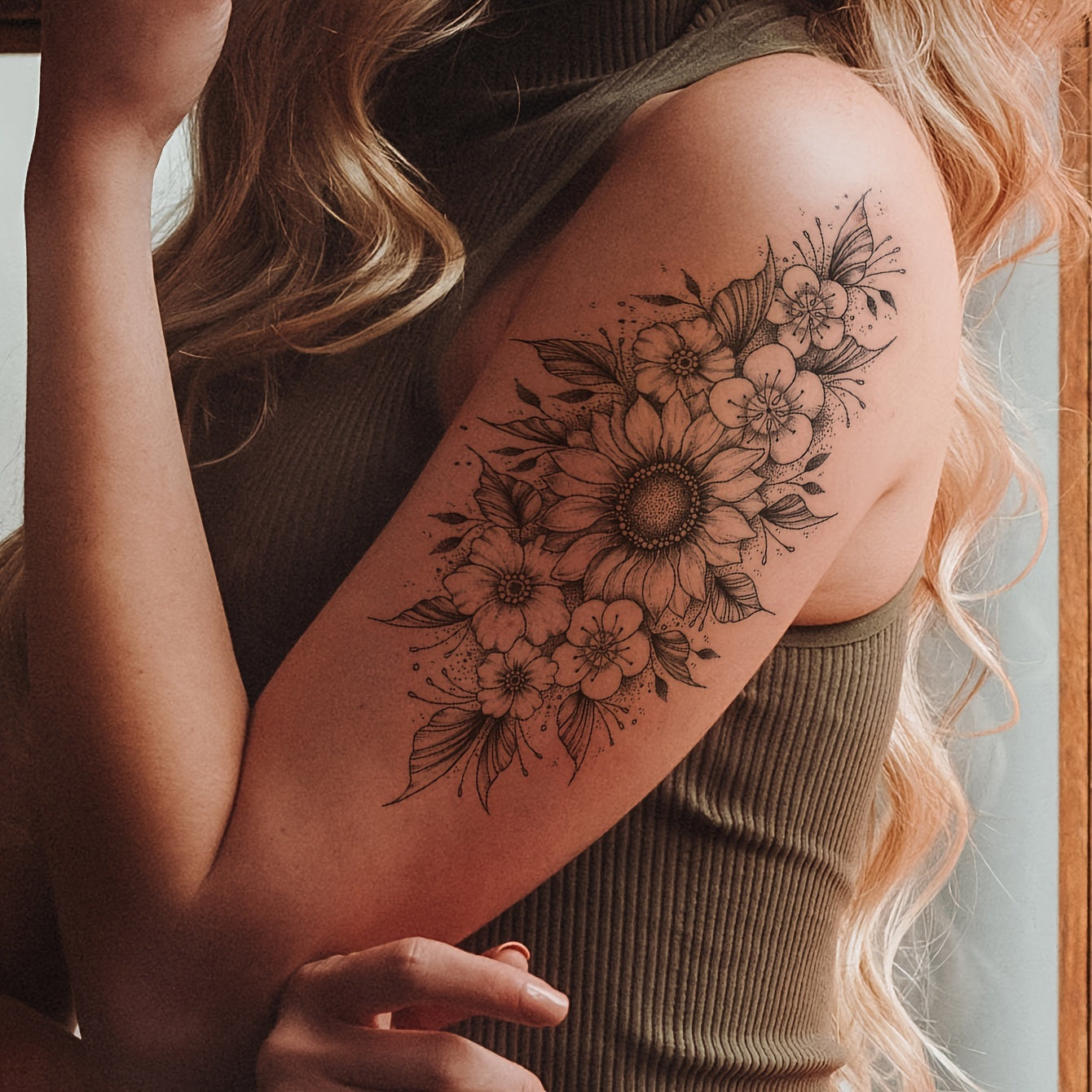 Temporary Tattoos
6pcs Black Flower Pattern Combination Of Tattoo, For Men And Women Arm Chest Tummy Back, Waterproof Simulation, Can Last For 3-5 Days Body Tattoo Sticker