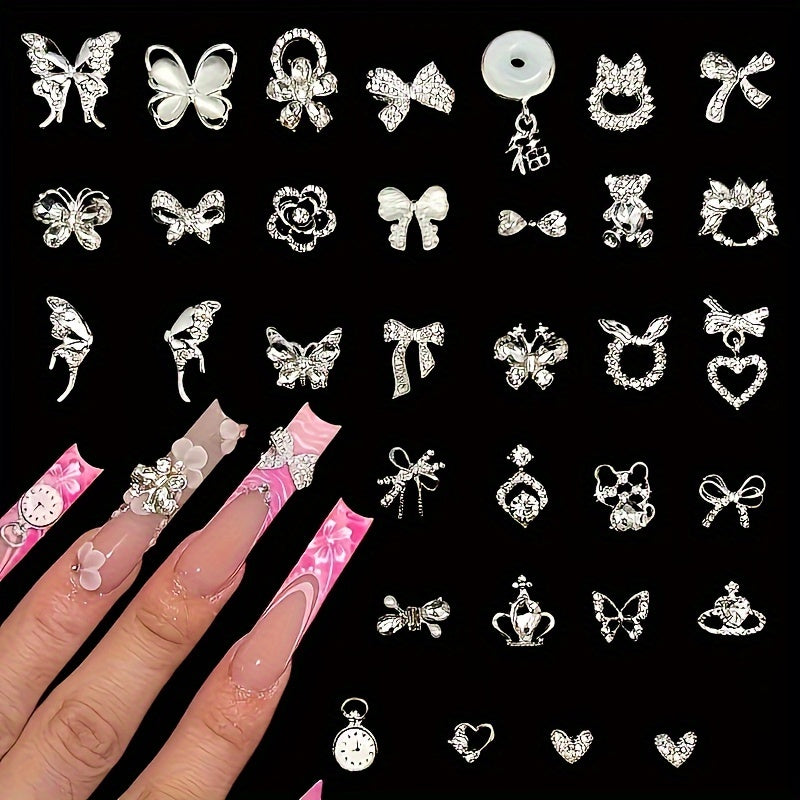 Nails
300pcs Mixed Metal Nail Art Charms, Various Designs Including Hearts, Crosses & Crowns, Nail Jewelry Decorations Kit for DIY Manicure – Unscented