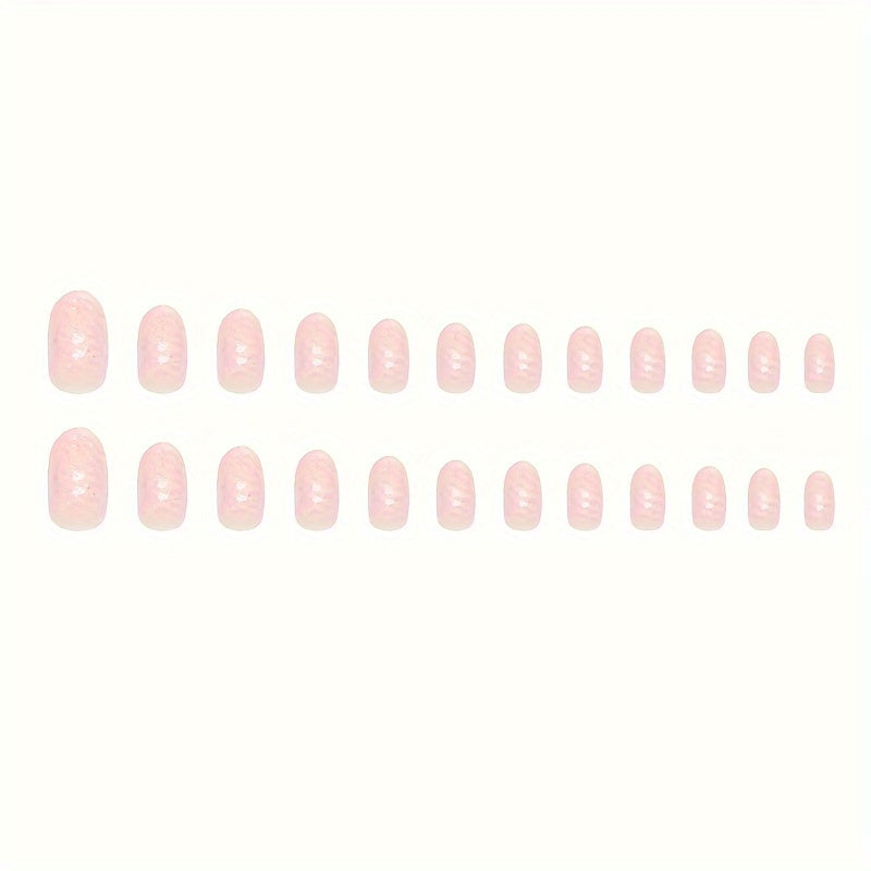 Nails
24pcs Glittering Pink Press-On Nails, Shimmering Silvery Accents, Dreamlike Milky Way Design, Ready-to-Wear False Nail Kit, Easy Application Box Set