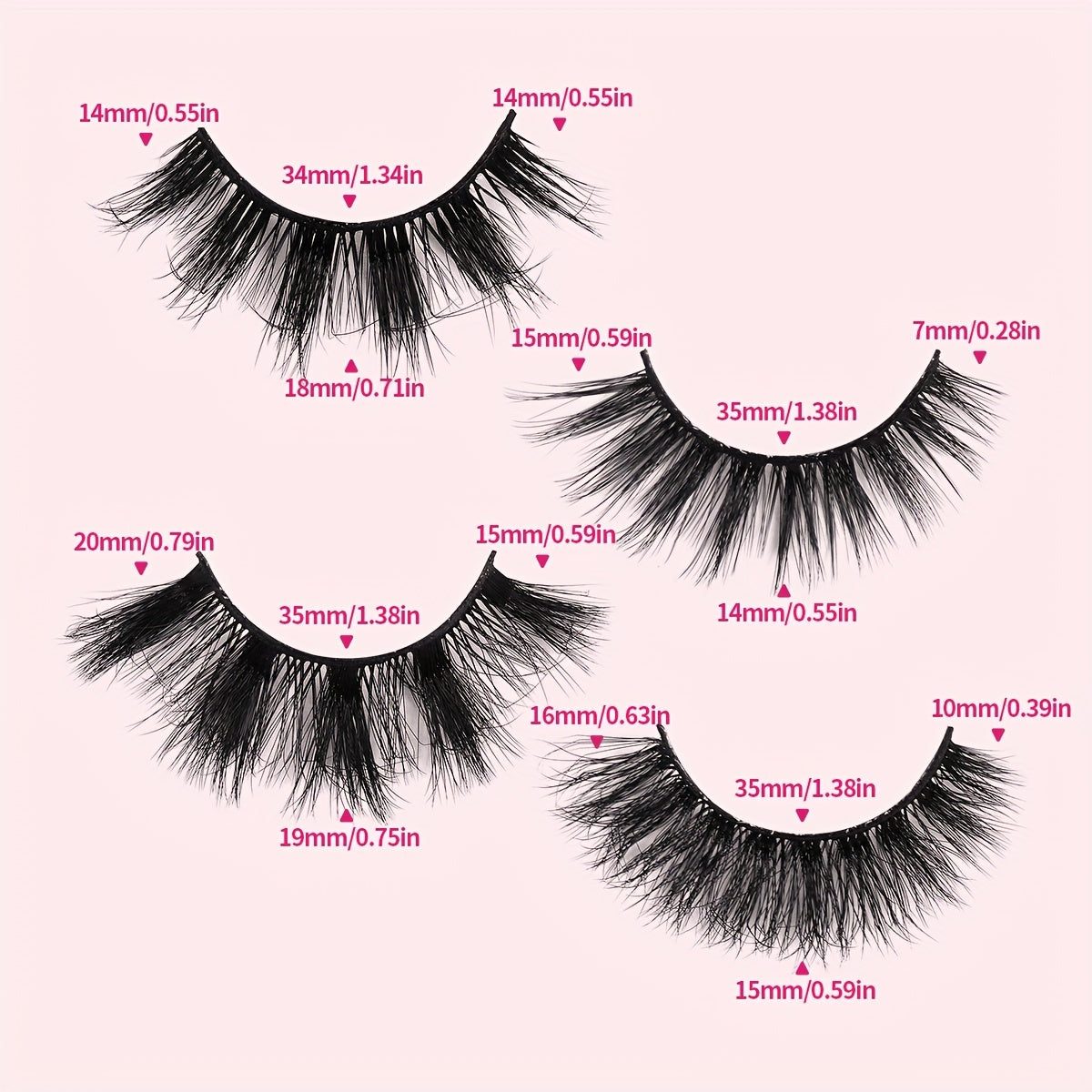 False Eyelashes
20 Pairs False Eyelashes Mixed Style Natural Slender Cross Curling Fluffy Reusable Self Adhesive Eyelashes For Daily Travel Size Portable