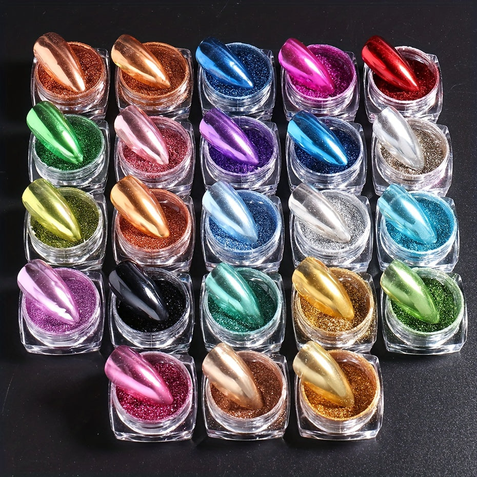 Nails
23pcs Metallic Chrome Nail Powder Set Y2K Magic Mirror Decor Rubbing Glitter Pigment Flakes Manicure Accessories