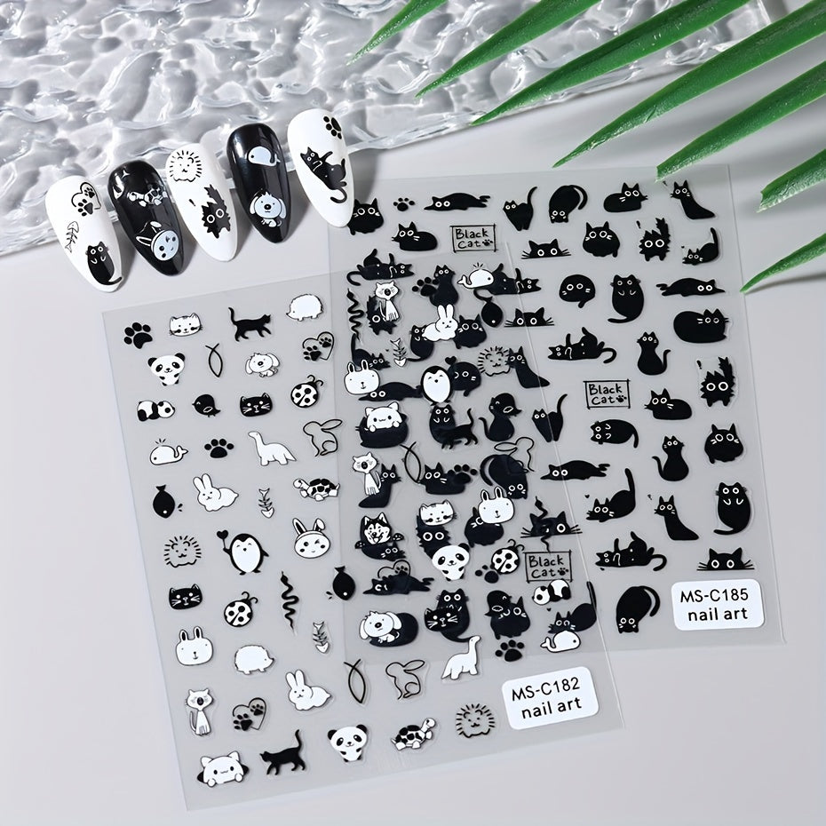 Nails
2pcs Cute 3D Black Cat Nail Art Stickers - Kawaii Cartoon Animal Decals For Diy Manicure, Hypoallergenic & Sparkle Finish Hello Kitty Nail Stickers Cat Nail Stickers