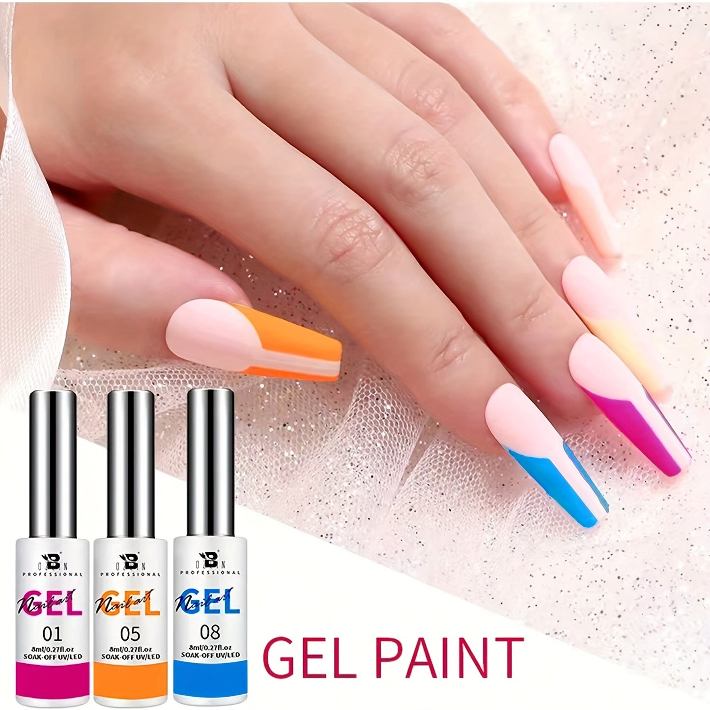 Nails
Nail Art Gel Set, For Nail Design, Fine Line Painting, Long Lasting Odorless Resin, Easy To Apply With Precision Applicator For Music Festival