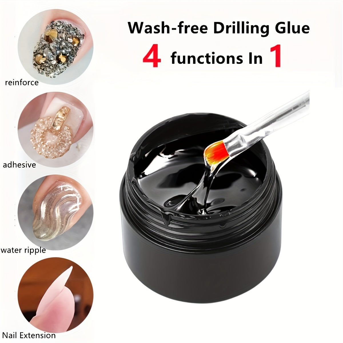 Nails
4 In1 Multiple Function Strong Sticky Adhesive Glue Gel For Big Nail Rhinestones Nail Extension Gel 3D Nail Shaping Nail Reinforce Decoration Glue For Nail Art Design Nail Rhinestones Glue UV/LED Gel Nail Top Coat Nail