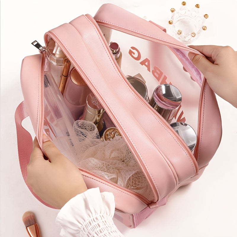 Makeup bags & Storage
Large Capacity Waterproof Makeup Bag with Double-Layer Finishing Storage and Zipper Handle for Travel and Skin Care Products