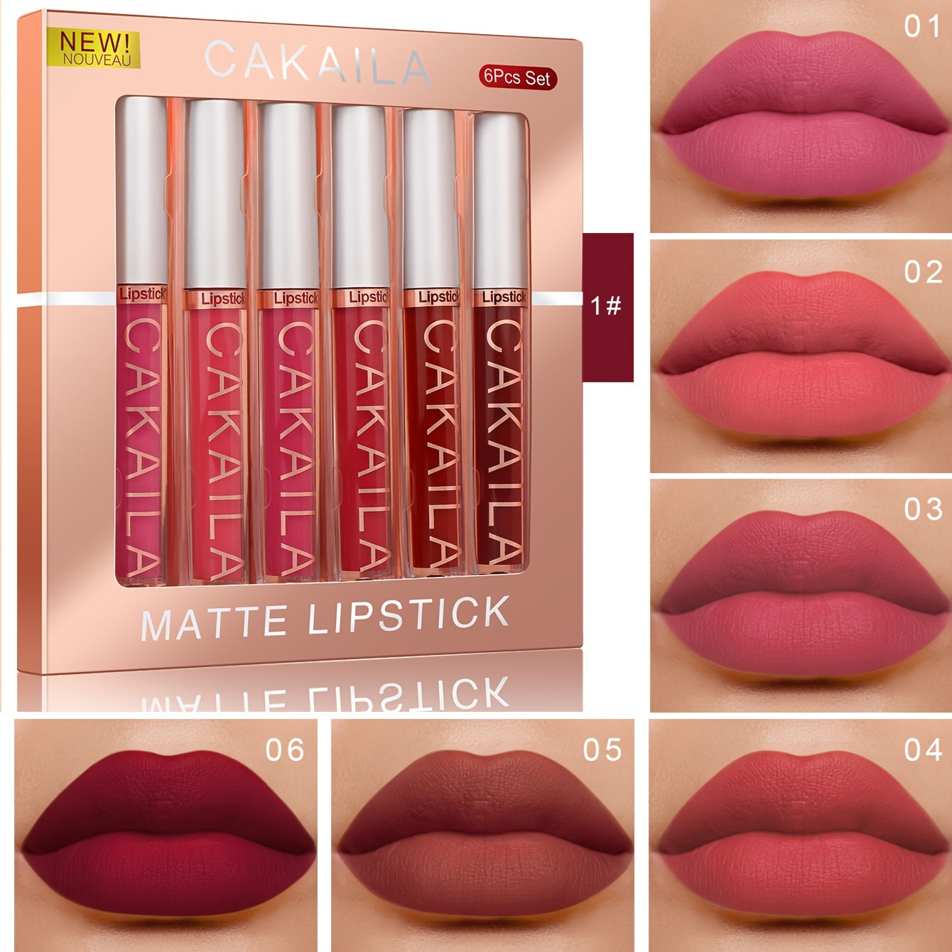 Makeup 6Pcs Matte Liquid Lipstick Set Lip Stain Makeup, 24 Hour Long Lasting Waterproof Dark Red Matte Matt Lipsticks Lip Gloss Sets For Women Valentine's Day Gifts For Music Festival