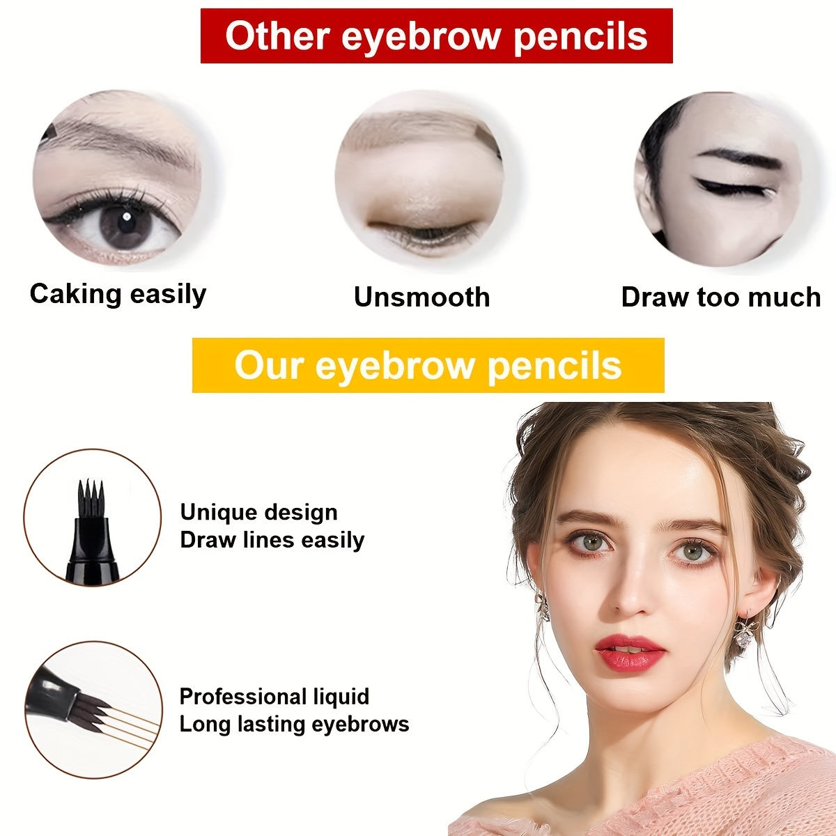 Makeup Eyebrow Tattoo Pen, Waterproof Long Lasting Microblading Eyebrow Pencil With A Micro-Fork Tip Applicator, Creates Natural Eyebrow Makeup, Draw Clear Eyebrows, Gifts For Women