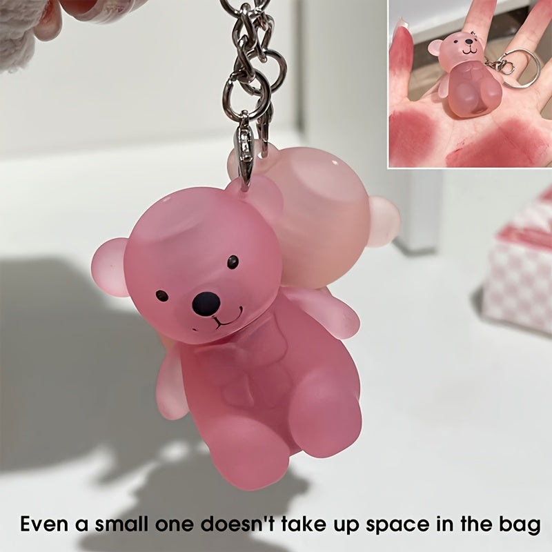 Makeup Cute Bear Velvet Lip Mud, Art Value Soft Matte Makeup Lip Glaze, Low-Saturation Shade, Frosted Tube With Keychain Design