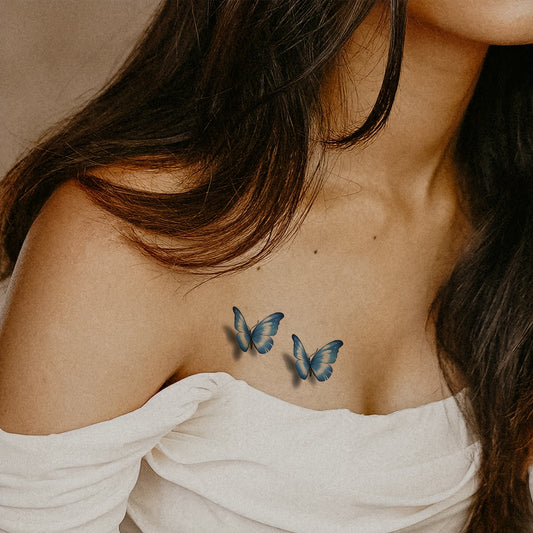 Temporary Tattoos
Chic Blue Butterfly Temporary Tattoo Sticker - Unisex, Fashion-Forward Design For Arms, Collarbone & Chest, Lasts 1-3 Days Temporary Tattoo Butterfly Butterfly Tattoos Temporary