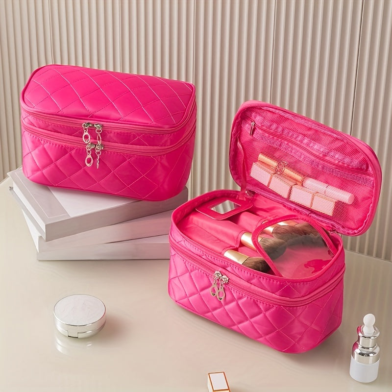 Makeup bags & Storage
Double Layer Travel Makeup Bag With Carry Handle - Organize Brushes, Tweezers, And Eyeliner In Style