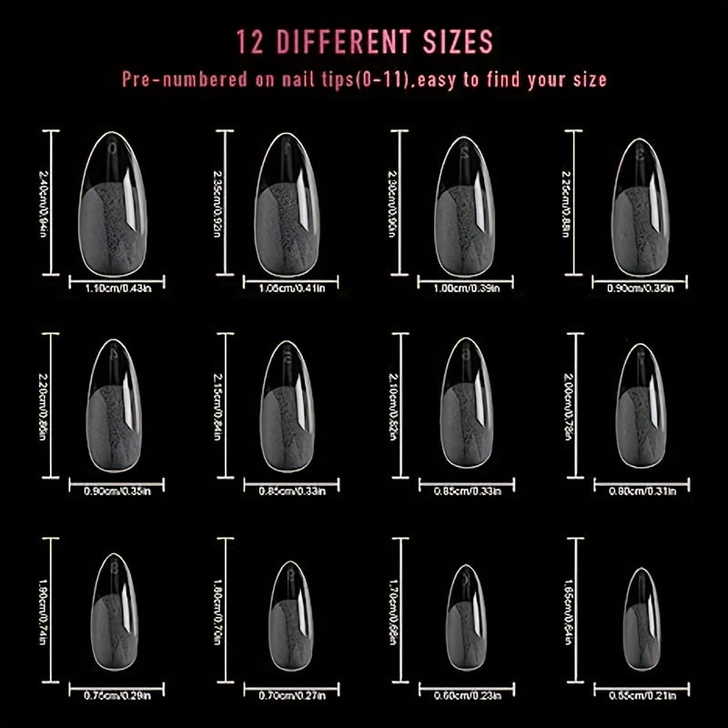 Nails
120 pcs Full Cover Oval Nail Tips - 12 Sizes - Matte Finish - Perfect for Manicures Salon Use