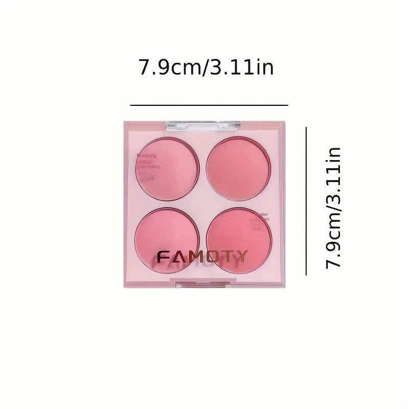 Makeup 4 Colors Blush Palette Low Saturated Powder Compact Soft Color Gradient Matte Vibrant Color Light Pink Purple Blush For Girls