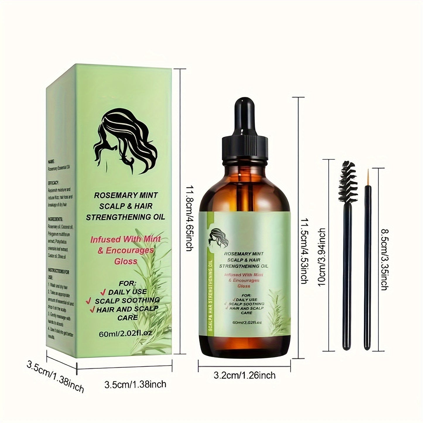 Hair Care
"Strength-Boosting" Rosemary & Mint Scalp And Hair Strengthening Oil - Moisturizing, For All Hair Types, Unisex Oil Scalp Massager