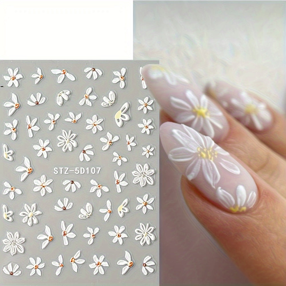 Nails
6pcs 5D Embossed Daisy Design Nail Art Sticker Set, 3D Acrylic Sanding Colorful Floral Decals, Self-Adhesive Nail Art Supplies For Women And Girls, DIY Manicure Supplies