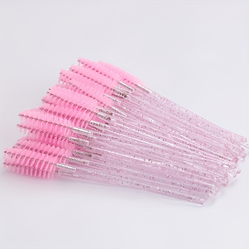 False Eyelashes
50pcs Crystal Eyelash Mascara Brushes Wands For Eye Lash Extension, Eyebrow And Makeup