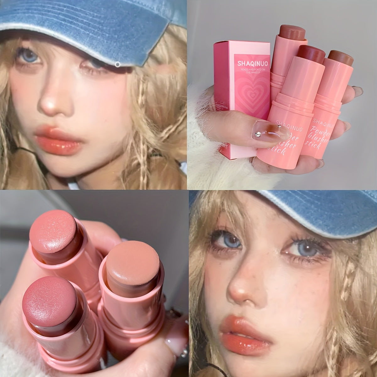 Makeup Cream Blush Stick With Low Saturation And Smooth Vitality, Waterproof Three-dimensional Brightening Skin Tone As A Base, Enhancing Color Rouge, Soft Fog And Matte Nature, A Valentine's Day Gift Mother's Day Gift